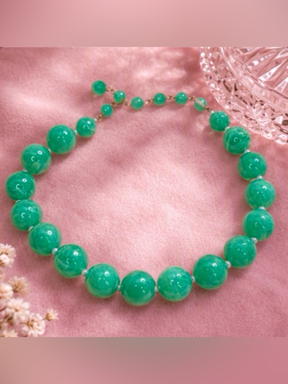 🌹 Jade Emerald Green Bead Necklace 🌹